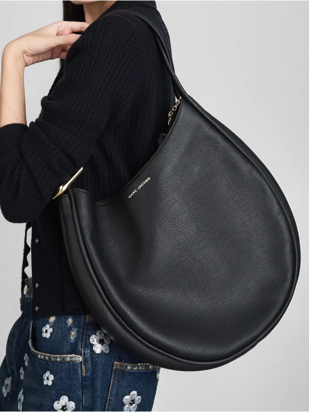 Marc Jacobs Black Leather Crescent Shoulder Bag